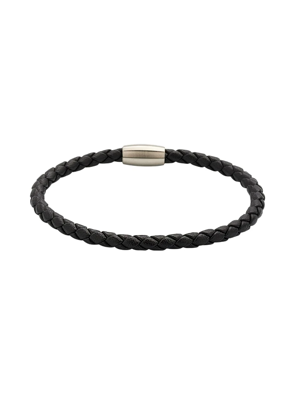 Jan Leslie Men's Magnetic Woven Leather Bracelet