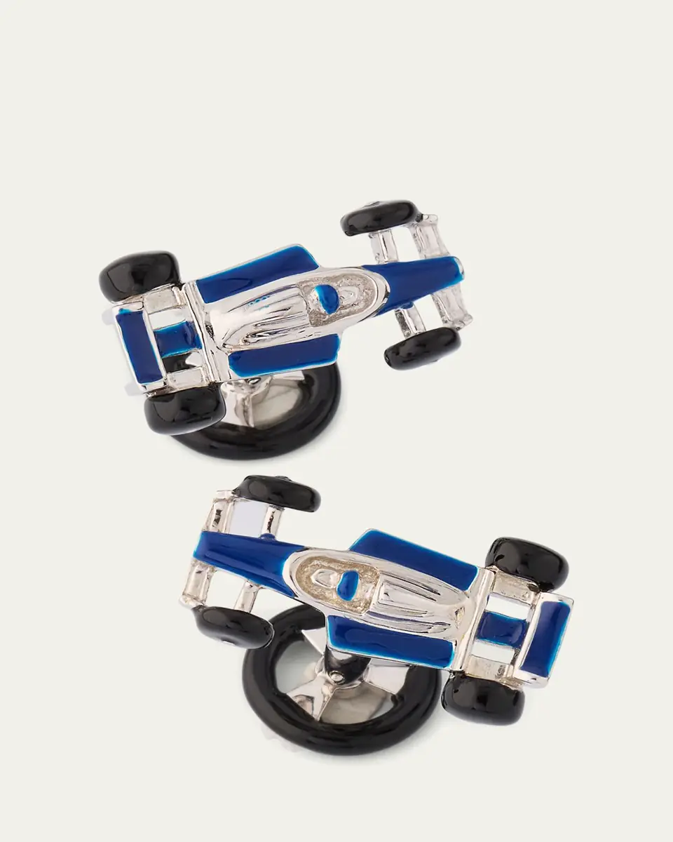Jan Leslie Men's Sterling Silver Enamel Race Car Cufflinks | Thumbnail 3