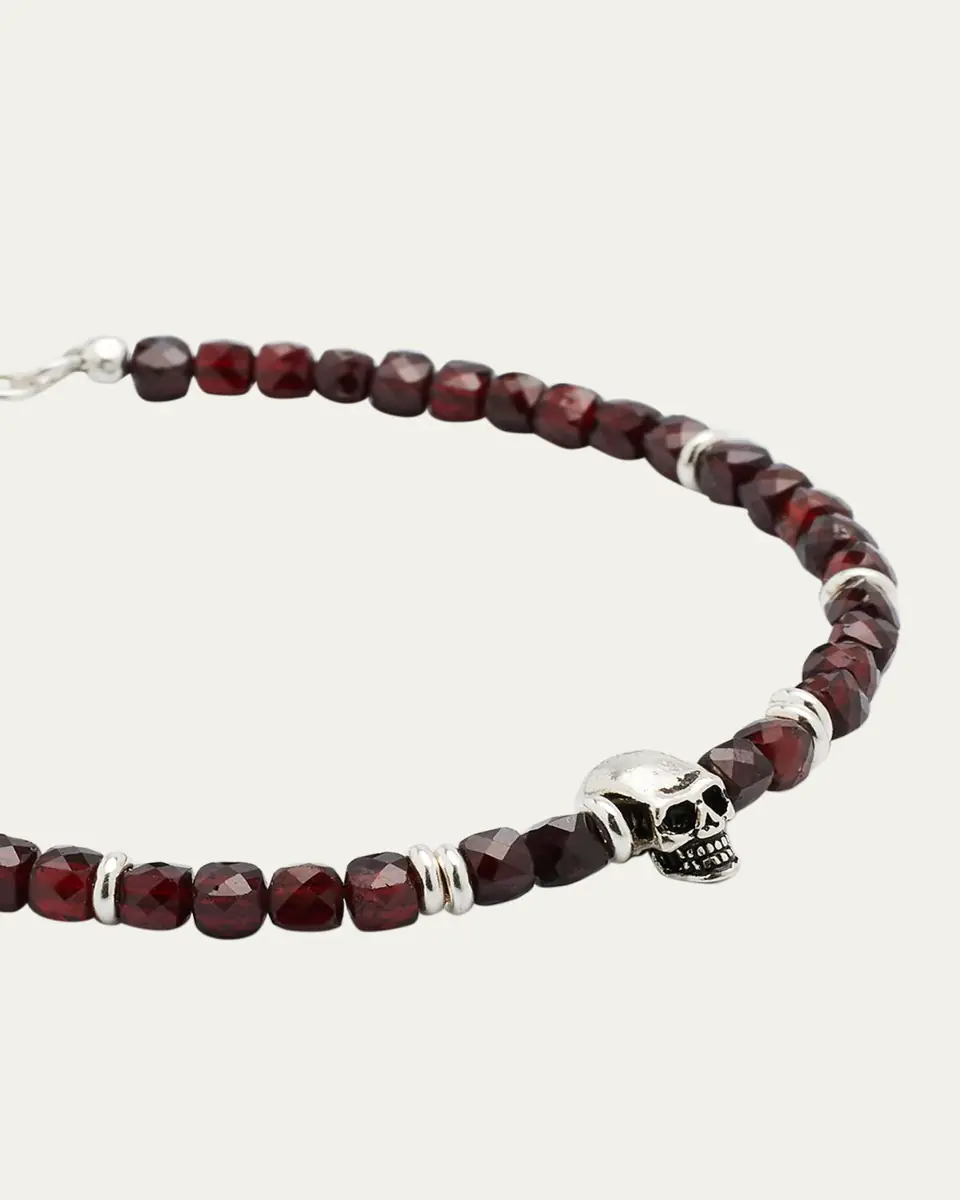 Jan Leslie Men's Gemstone Skull Beaded Bracelet | Thumbnail 3