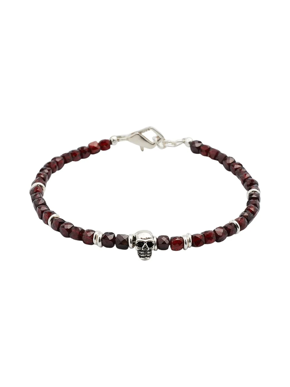 Jan Leslie Men's Gemstone Skull Beaded Bracelet