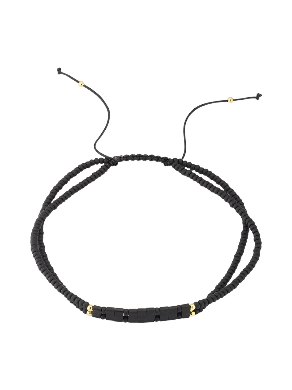 Jan Leslie Men's Glass Micro-Bead Pull Cord Bracelet