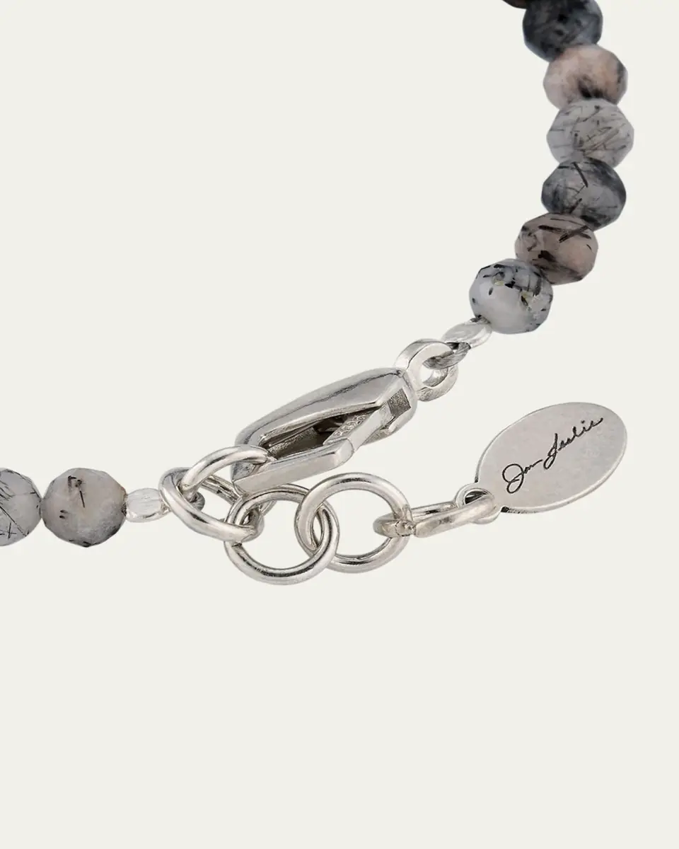 Jan Leslie Men's Rutliated Quartz Beaded Bracelet with Grey Pearl | Thumbnail 4