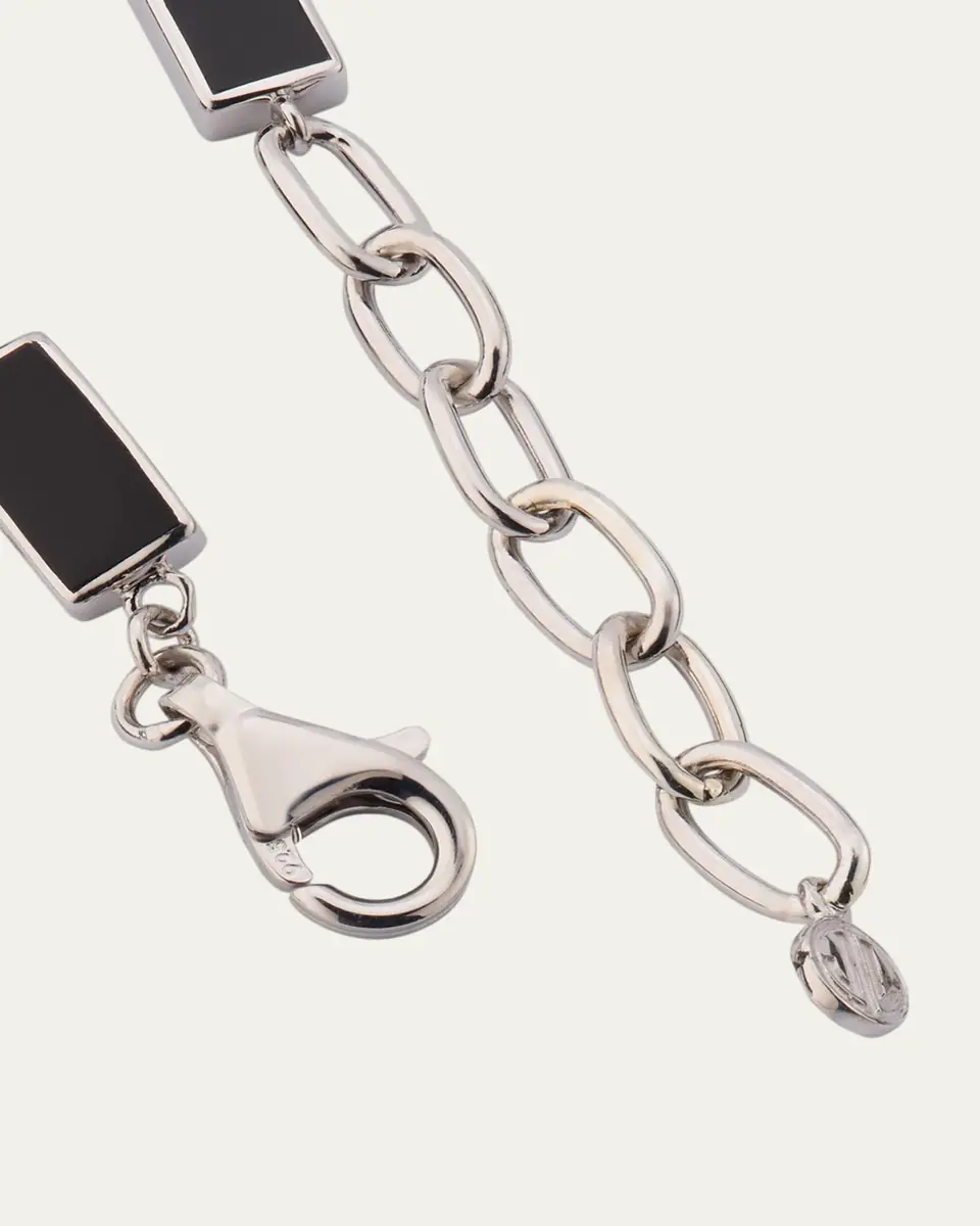 Jan Leslie Men's Sterling Silver and Rectangle Black Onyx Bracelet | Thumbnail 4