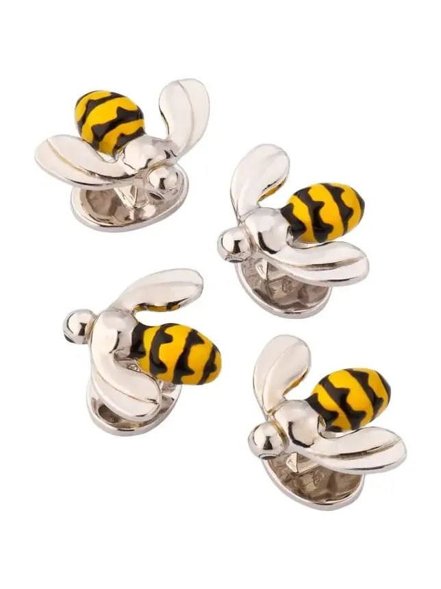 Jan Leslie Men's Sterling Silver Bee Tuxedo Stud Set
