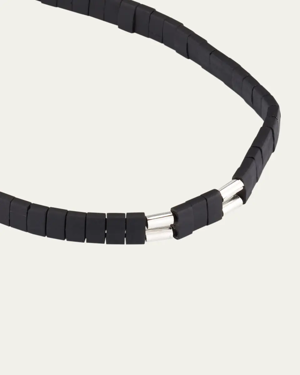 Jan Leslie Men's Sterling Silver and Chiclet Beaded Pull Cord Bracelet | Thumbnail 3