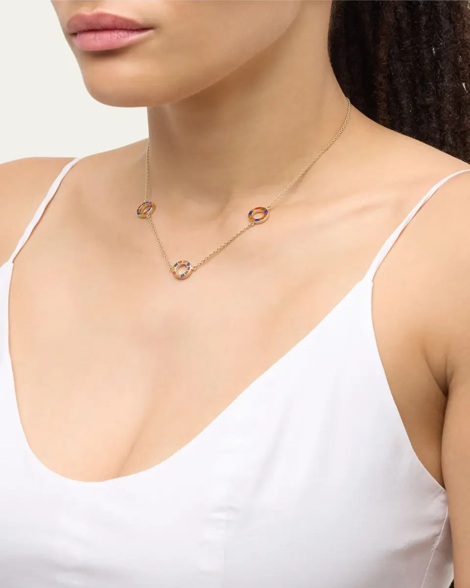 Jan Leslie Lapis, Tigers Eye, and Carnelian Dash Triple Circle Station Necklace | Thumbnail 2