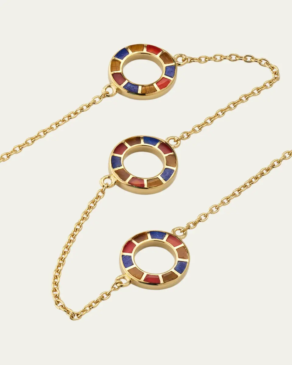 Jan Leslie Lapis, Tigers Eye, and Carnelian Dash Triple Circle Station Necklace | Thumbnail 3