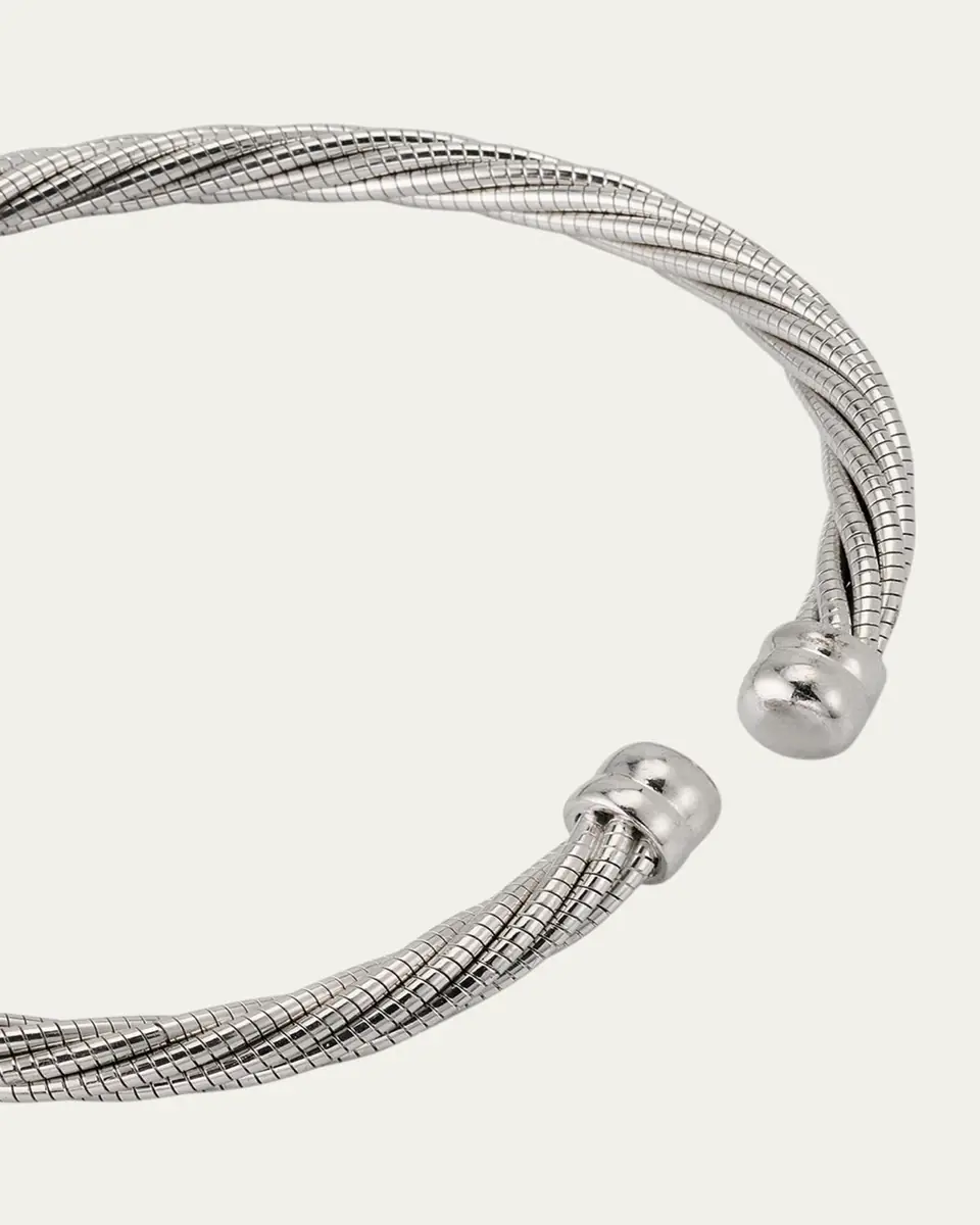 Jan Leslie Men's Adjustable Sterling Silver and Stainless Steel Twisted Cable Cuff Bracelet | Thumbnail 4