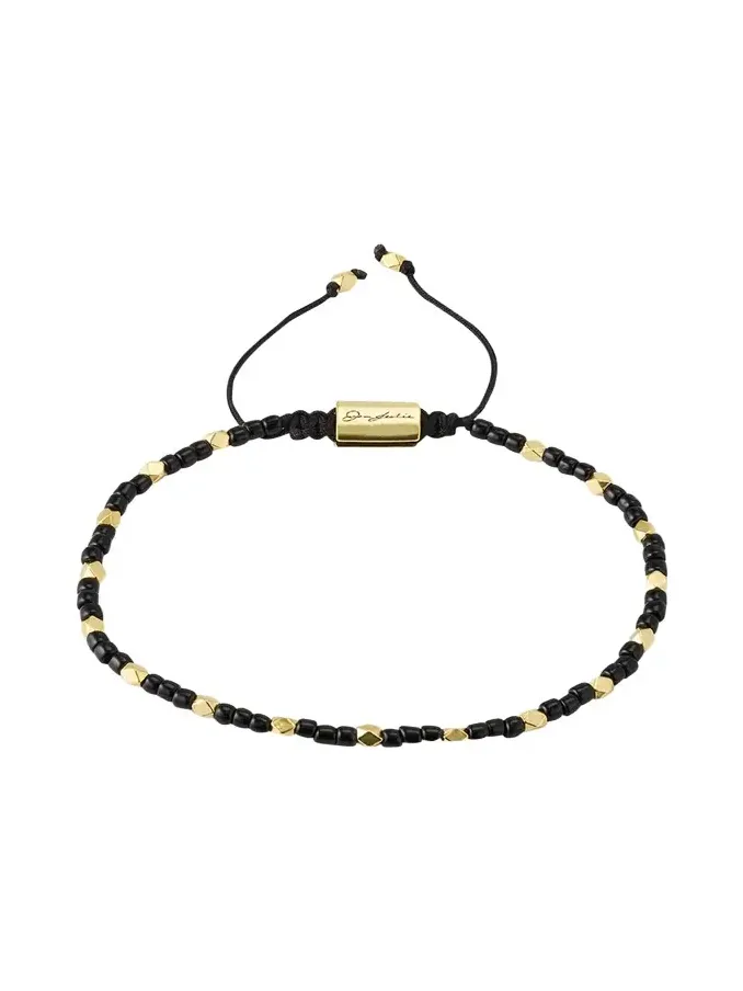 Jan Leslie Men's Gold-Tone Sterling Silver and Glass Beaded Pull Cord Bracelet