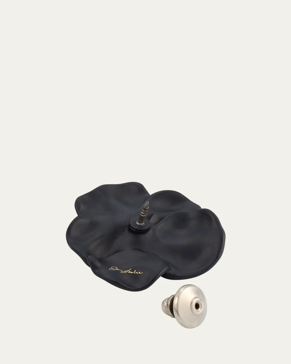 Jan Leslie Men's Matte Black Flower Lapel Pin | Thumbnail 4
