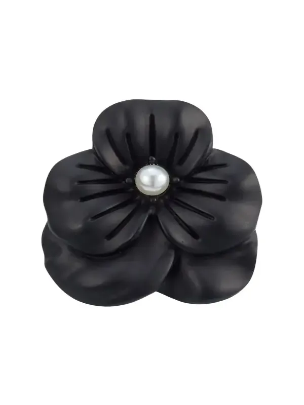 Jan Leslie Men's Matte Black Flower Lapel Pin