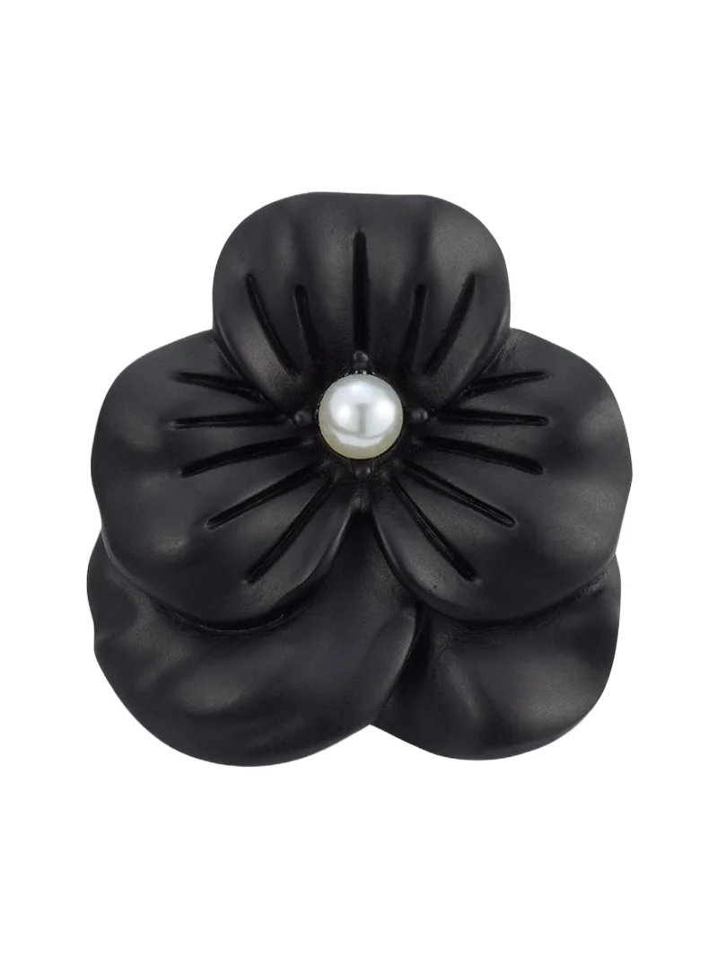 Jan Leslie Men's Matte Black Flower Lapel Pin