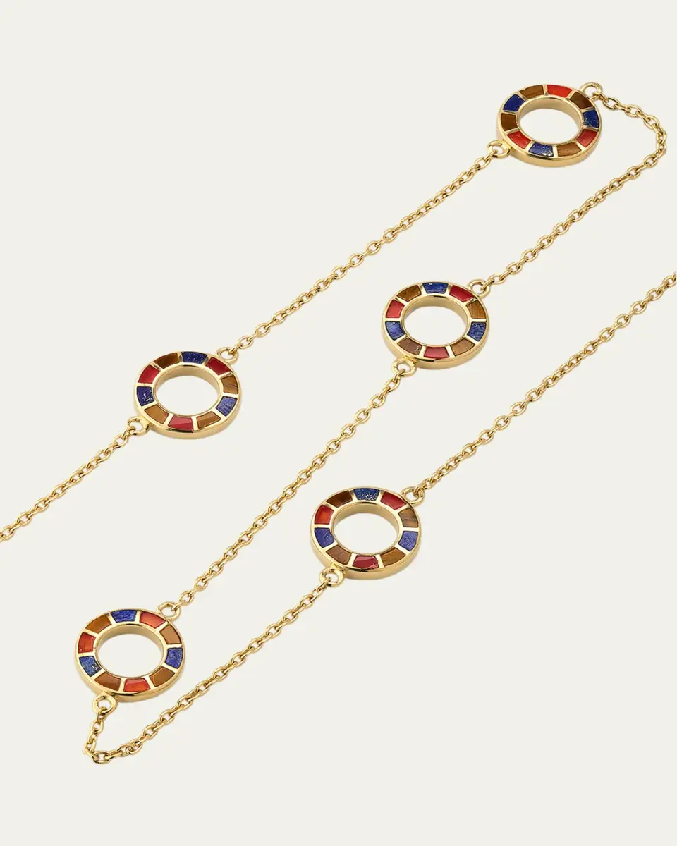 Jan Leslie Lapis, Tigers Eye, and Carnelian Dash Five Circle Station Necklace | Thumbnail 3