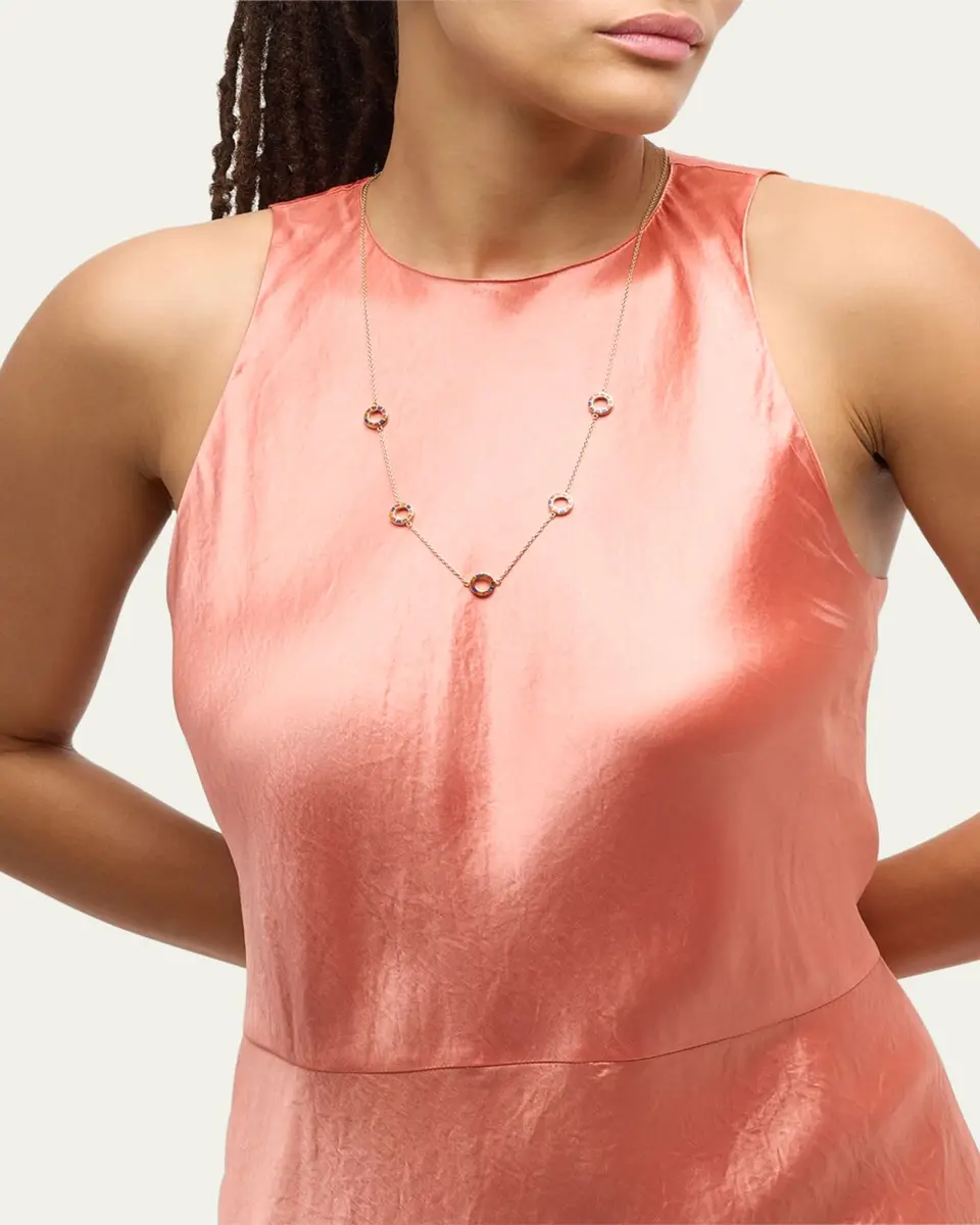Jan Leslie Lapis, Tigers Eye, and Carnelian Dash Five Circle Station Necklace | Thumbnail 5