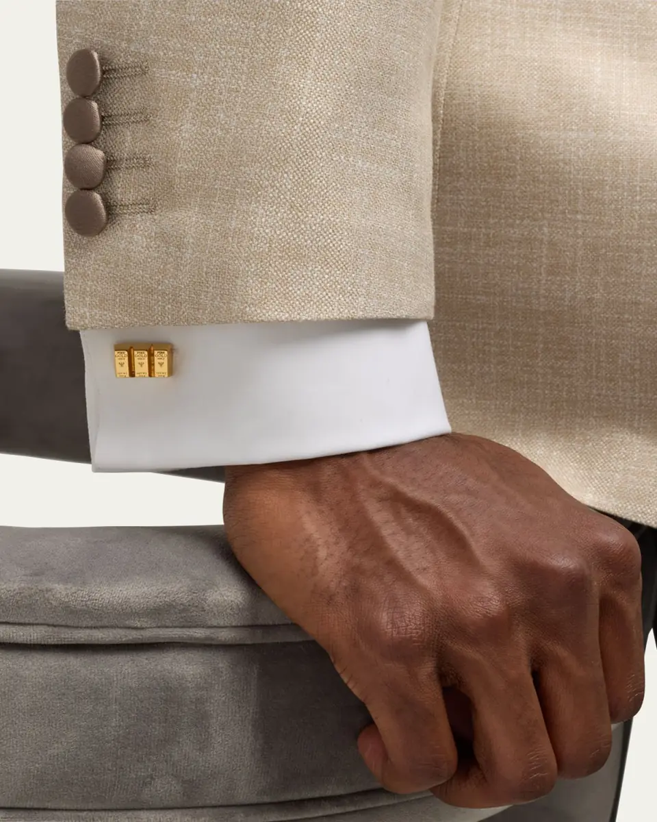 Jan Leslie Men's 18K Gold Vermeil Bullion Bar Cufflinks | Thumbnail 2