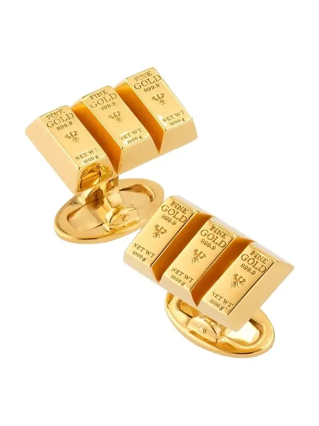 Jan Leslie Men's 18K Gold Vermeil Bullion Bar Cufflinks