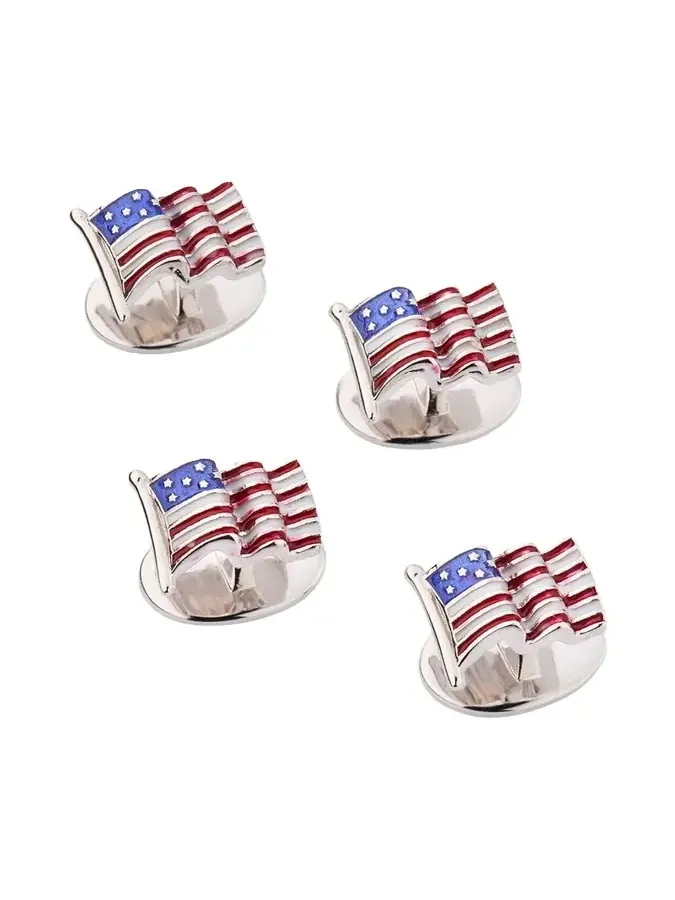 Jan Leslie Men's American Flag Tuxedo Studs