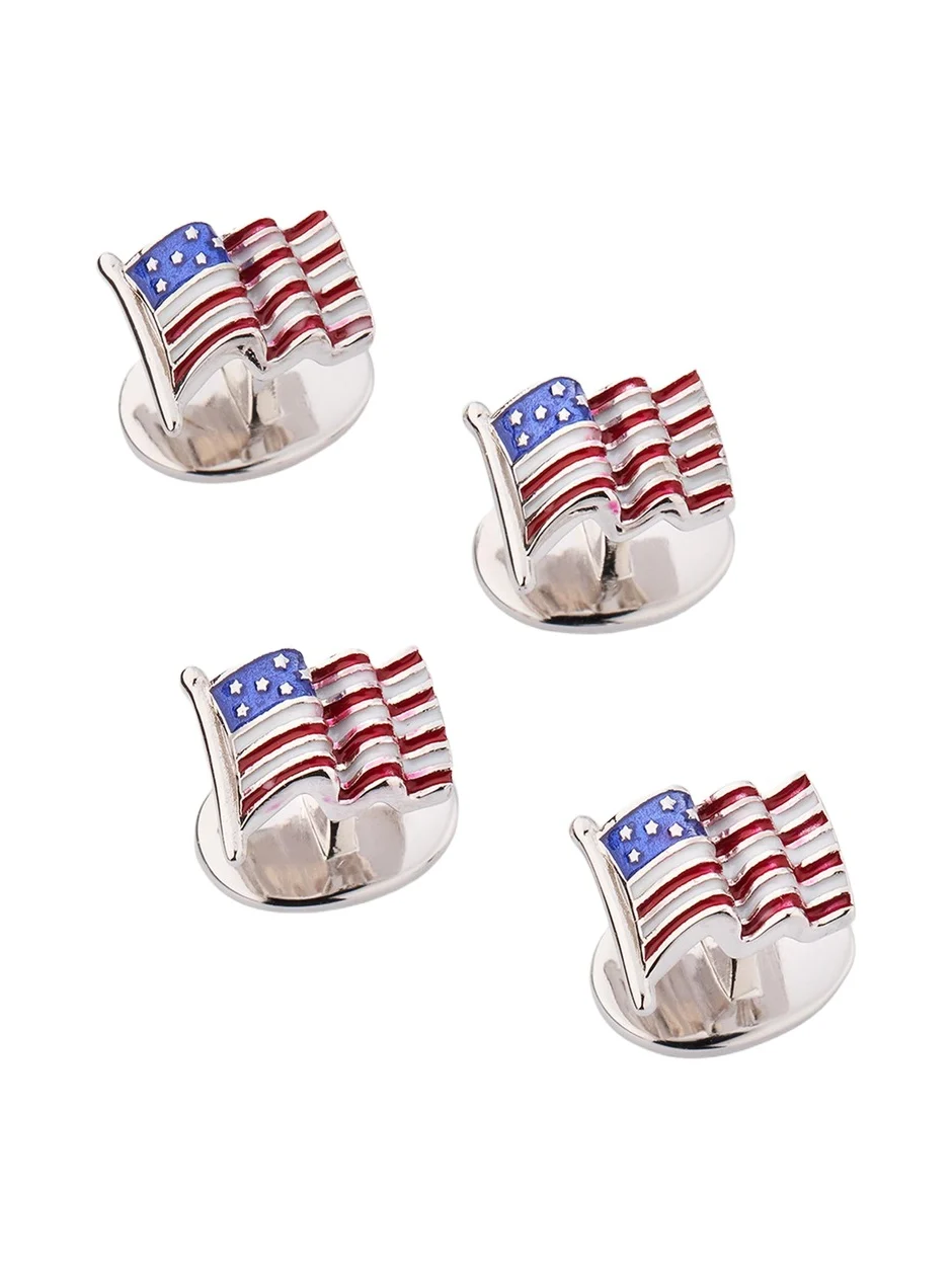 Jan Leslie Men's American Flag Tuxedo Studs