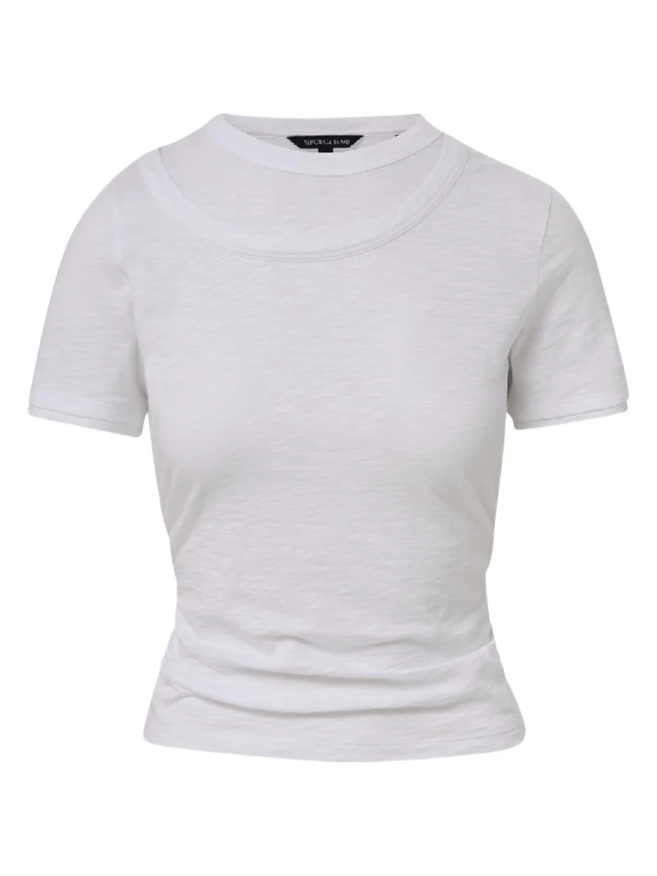 Veronica Beard Damian Layered Short-Sleeve Knit Top