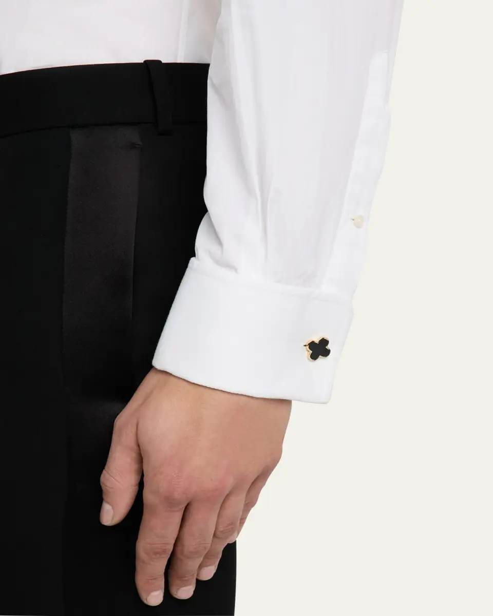 Jan Leslie Men's 18K Gold Vermeil Black Onyx Clover Cufflinks | Thumbnail 2