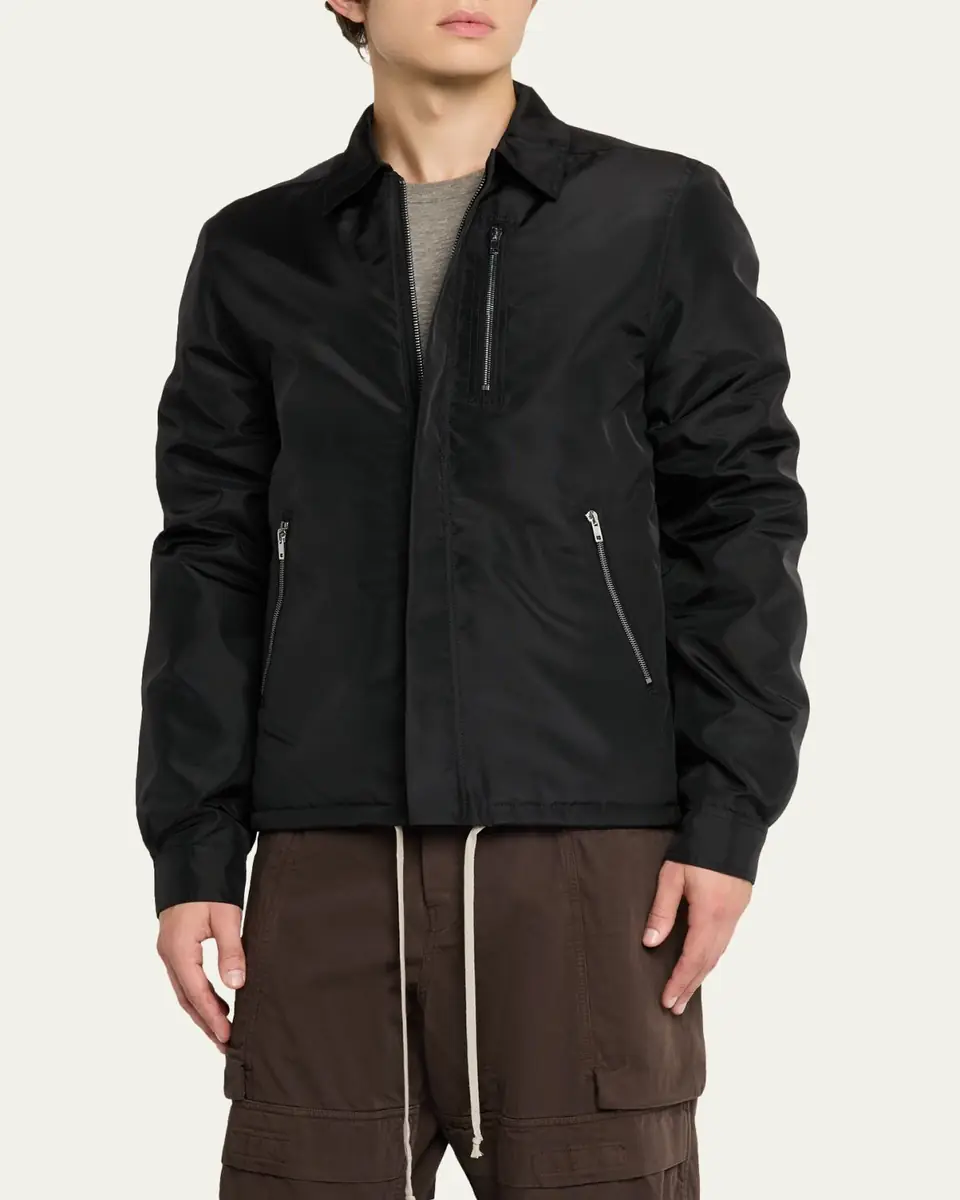 DRKSHDW RICK OWENS Men's Nylon Hidden-Zip Front Shirt Jacket | Thumbnail 4 DRKSHDW RICK OWENS Men's Nylon Hidden-Zip Front Shirt Jacket | Thumbnail 4