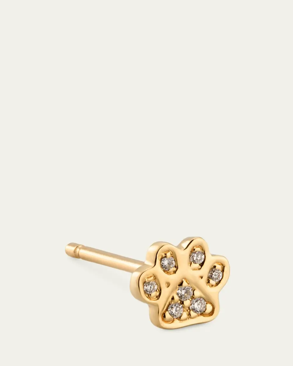 Sydney Evan 14K Gold & Diamond Mini Paw Stud Earring, Single | Thumbnail 3 Sydney Evan 14K Gold & Diamond Mini Paw Stud Earring, Single | Thumbnail 3