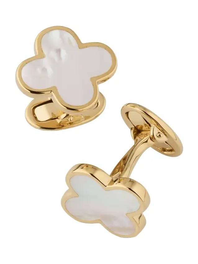 Jan Leslie Men's 18K Gold Vermeil Mother of Pearl Clover Cufflinks