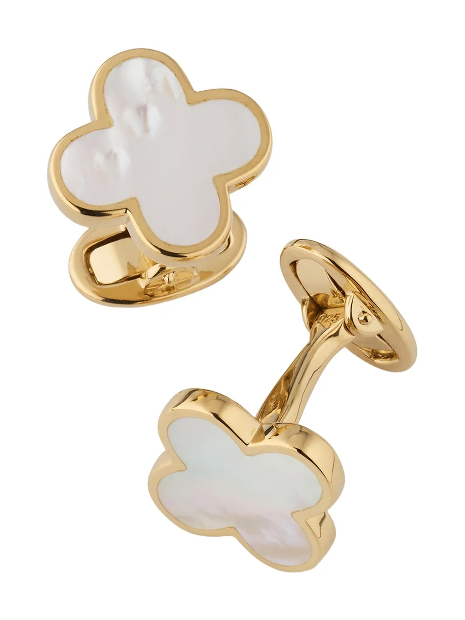 Jan Leslie Men's 18K Gold Vermeil Mother of Pearl Clover Cufflinks