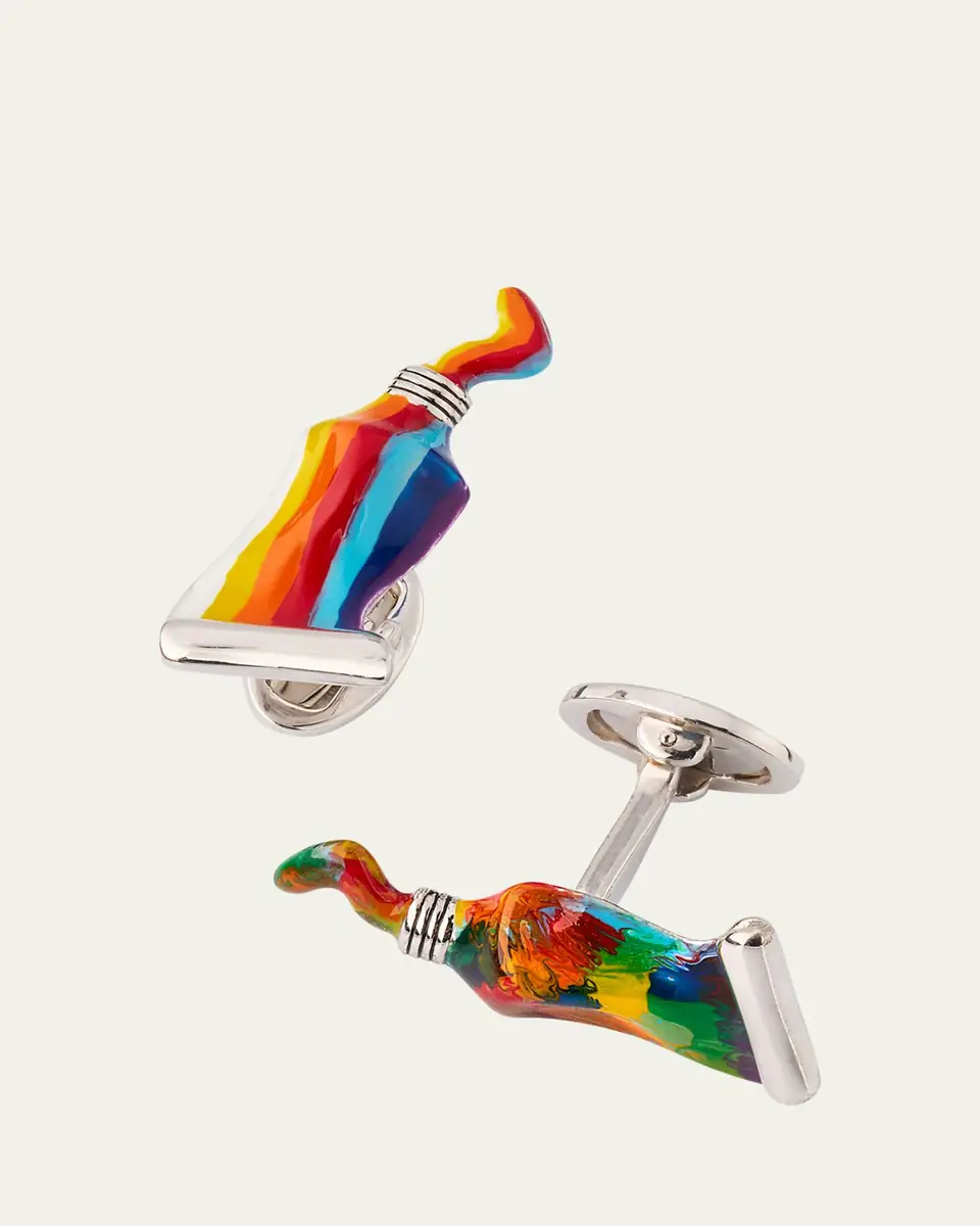 Jan Leslie Men's Paint Tube Stripe and Splatter Sterling Silver Cufflinks | Thumbnail 3 Jan Leslie Men's Paint Tube Stripe and Splatter Sterling Silver Cufflinks | Thumbnail 3