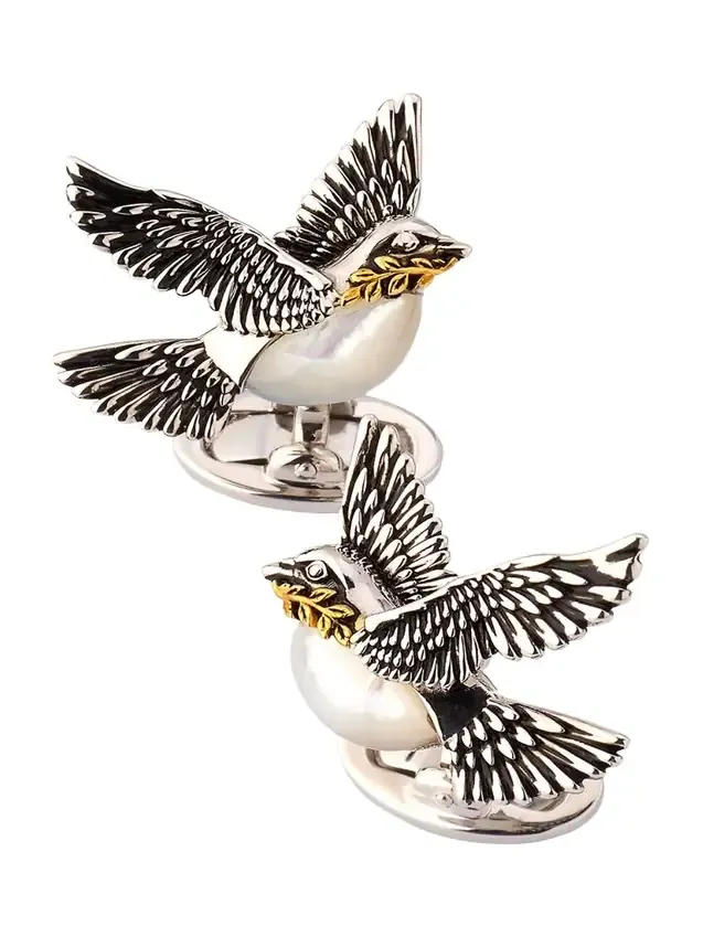 Jan Leslie Men's Peace Dove Sterling Silver Cufflinks