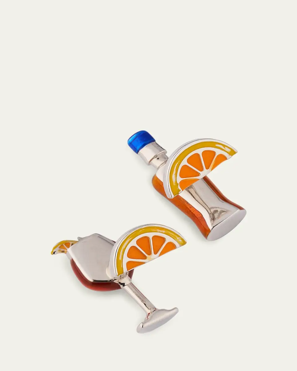 Jan Leslie Men's Spritz Cocktail Enamel Cufflinks | Thumbnail 4 Jan Leslie Men's Spritz Cocktail Enamel Cufflinks | Thumbnail 4