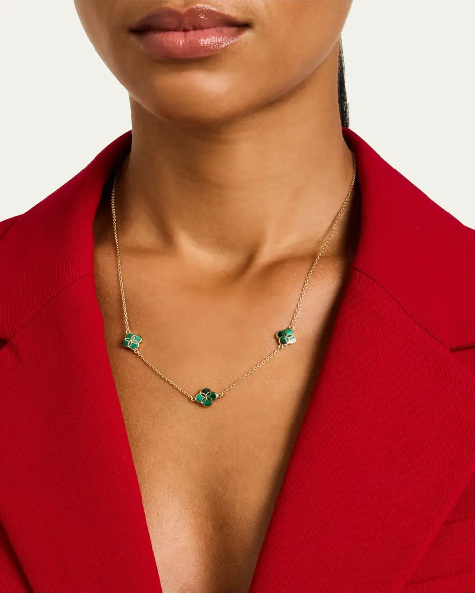 Jan Leslie Triple Petal Gemstone Station Necklace | Thumbnail 2 Jan Leslie Triple Petal Gemstone Station Necklace | Thumbnail 2