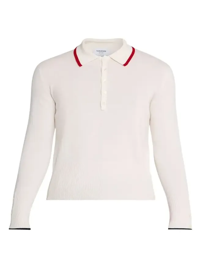 Thom Browne Men's Browne 65 Jersey Intarsia Cashmere Polo