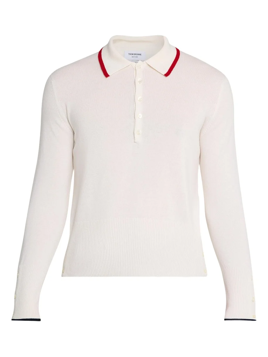 Thom Browne Men's Browne 65 Jersey Intarsia Cashmere Polo