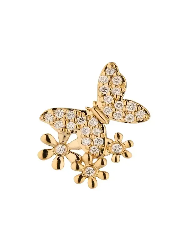 14K Butterfly Daisy Cluster Stud Earring, Single (Right) 14K Butterfly Daisy Cluster Stud Earring, Single (Right)