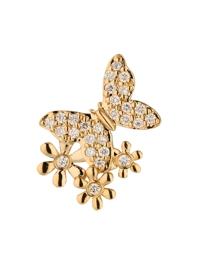 14K Butterfly Daisy Cluster Stud Earring, Single (Right) 14K Butterfly Daisy Cluster Stud Earring, Single (Right)