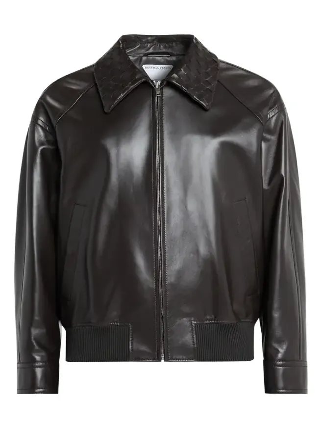 Men's Dark Brown Nappa Leather Blouson Jacket Men's Dark Brown Nappa Leather Blouson Jacket