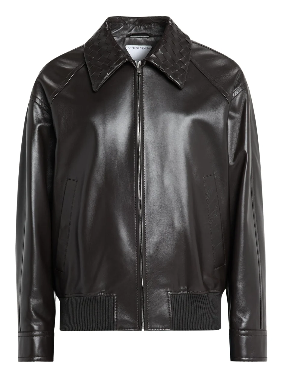 Bottega Veneta Men's Dark Brown Nappa Leather Blouson Jacket