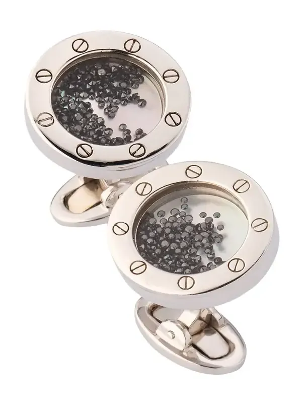 Jan Leslie Men's Sterling Silver Mother-Of-Pearl Cufflinks with Black Diamonds