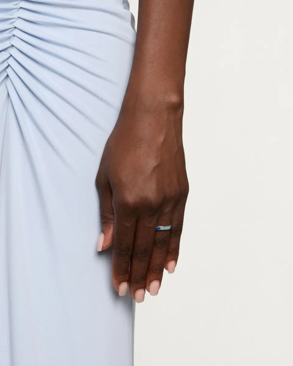 Jan Leslie Lapis, Blue MOP and Turquoise Dash Band Ring | Thumbnail 2 Jan Leslie Lapis, Blue MOP and Turquoise Dash Band Ring | Thumbnail 2