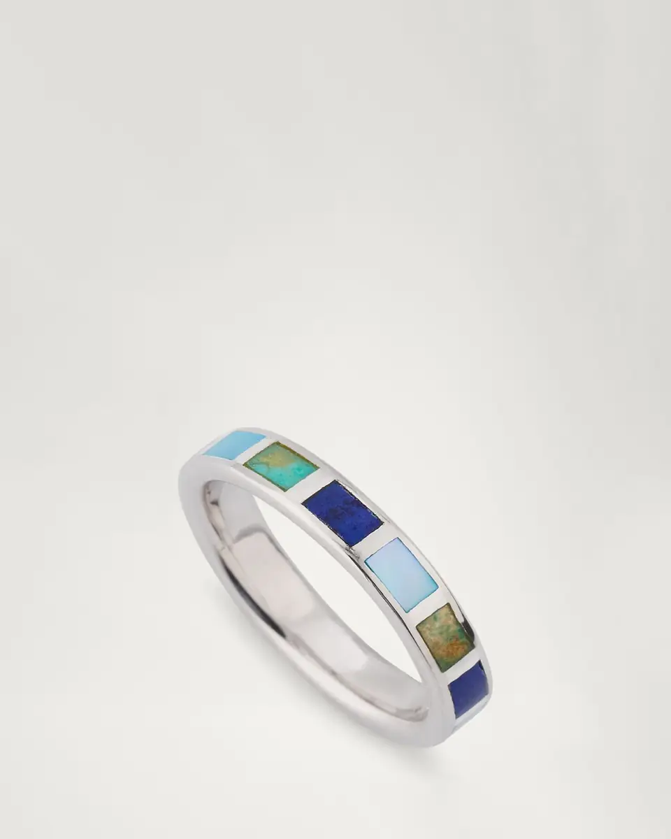 Jan Leslie Lapis, Blue MOP and Turquoise Dash Band Ring | Thumbnail 3 Jan Leslie Lapis, Blue MOP and Turquoise Dash Band Ring | Thumbnail 3