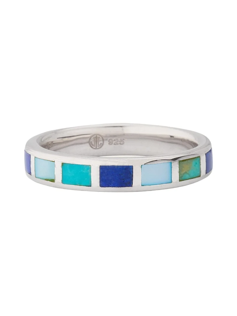 Jan Leslie Lapis, Blue MOP and Turquoise Dash Band Ring
