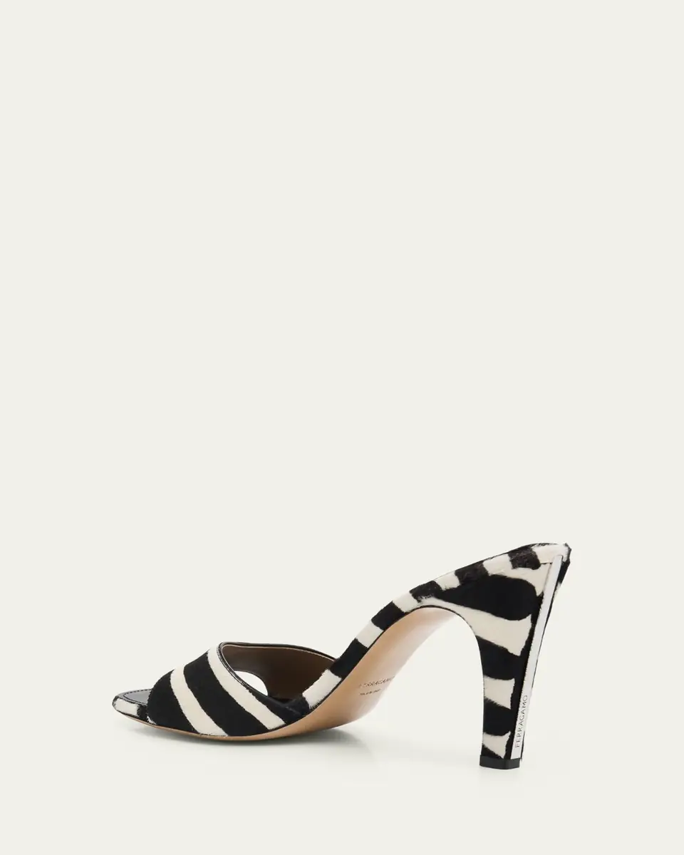 Ferragamo 95mm Tatiana Zebra Calf Hair Mules | Thumbnail 2 Ferragamo 95mm Tatiana Zebra Calf Hair Mules | Thumbnail 2