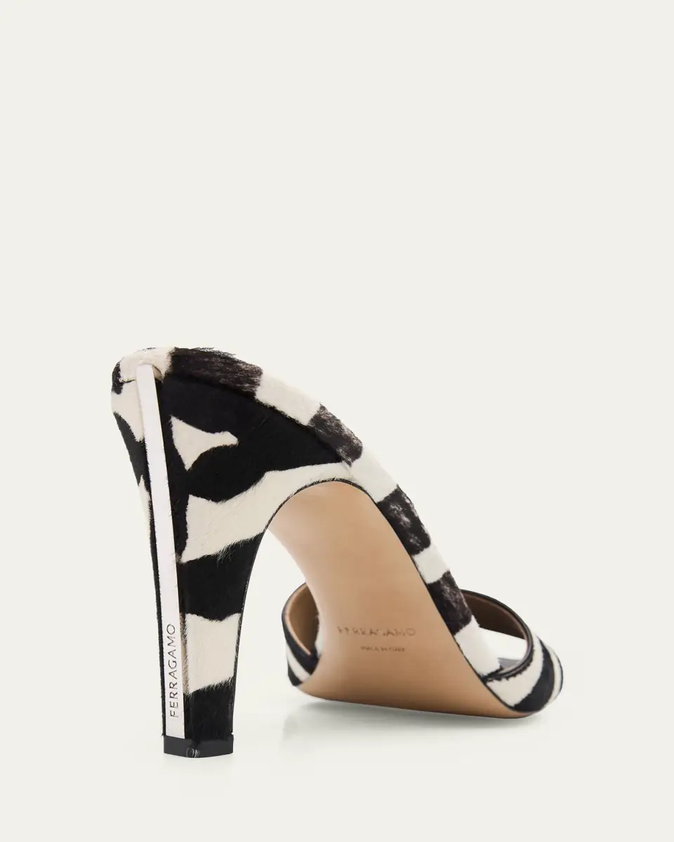 Ferragamo 95mm Tatiana Zebra Calf Hair Mules | Thumbnail 3 Ferragamo 95mm Tatiana Zebra Calf Hair Mules | Thumbnail 3