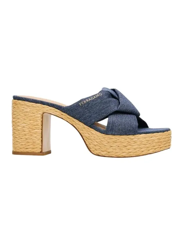 85mm Douglas Platform Denim Mule Sandals