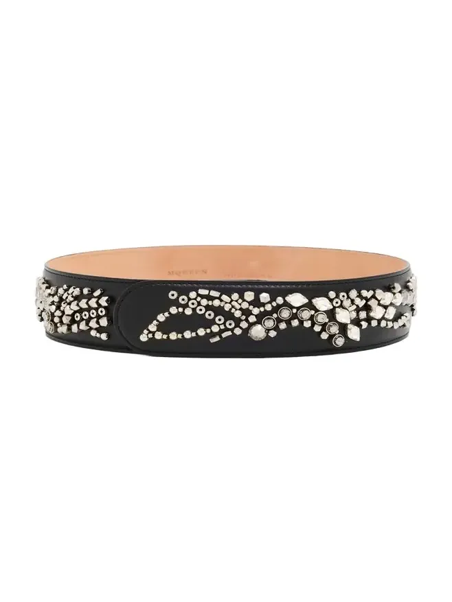 Sunflower Crystal Embroidered Leather Belt Sunflower Crystal Embroidered Leather Belt