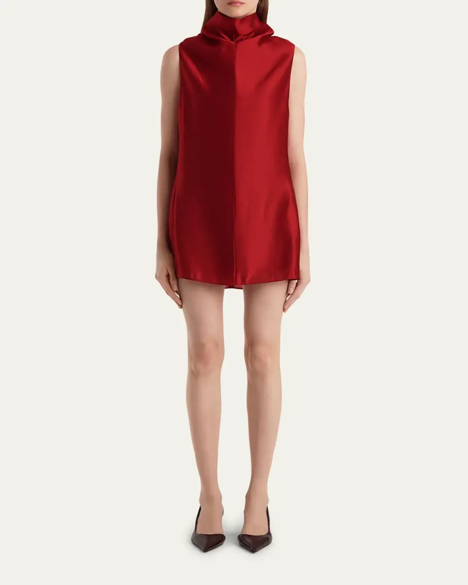 Khaite Daria Sleeveless Turtleneck Twill Mini Dress | Thumbnail 2 Khaite Daria Sleeveless Turtleneck Twill Mini Dress | Thumbnail 2