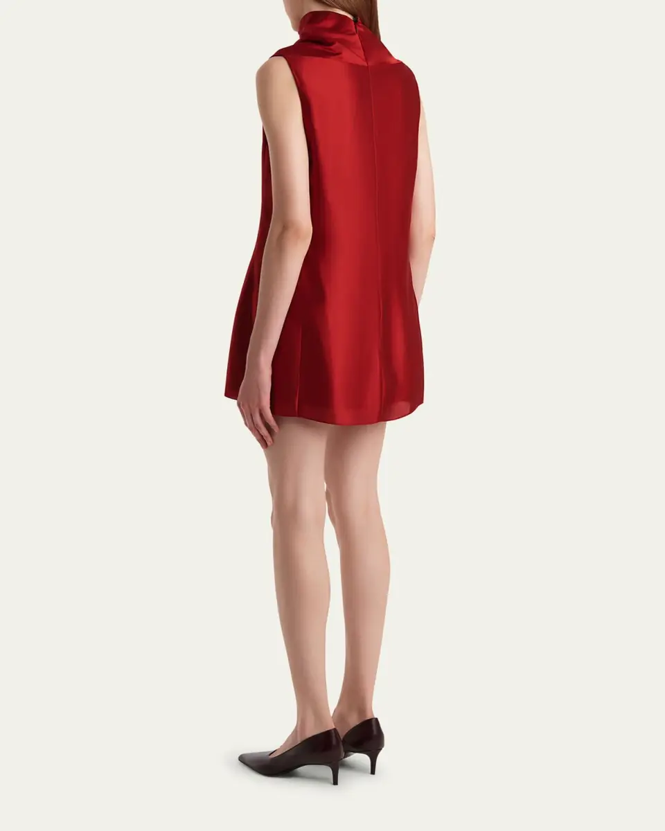 Khaite Daria Sleeveless Turtleneck Twill Mini Dress | Thumbnail 3 Khaite Daria Sleeveless Turtleneck Twill Mini Dress | Thumbnail 3