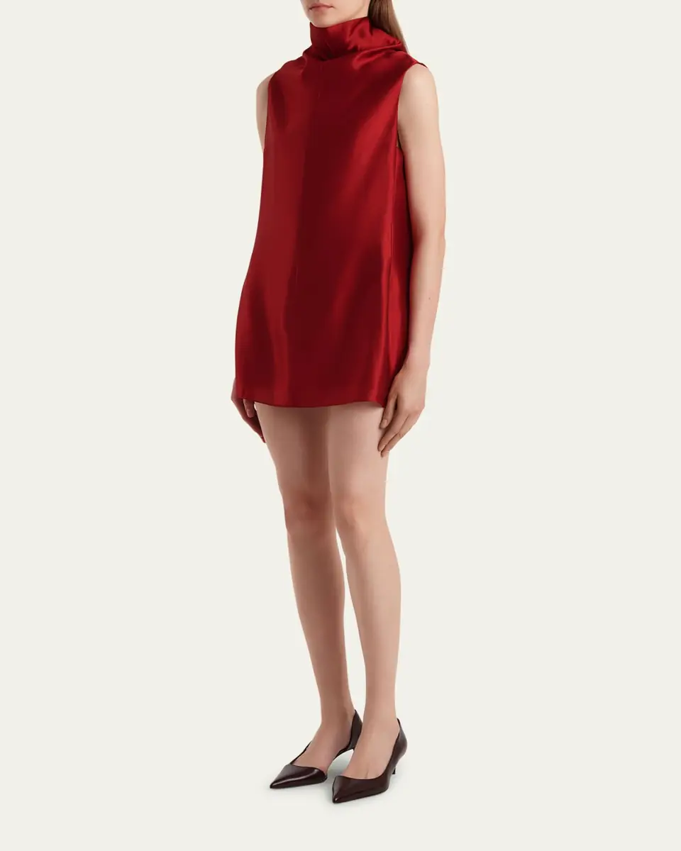Khaite Daria Sleeveless Turtleneck Twill Mini Dress | Thumbnail 4 Khaite Daria Sleeveless Turtleneck Twill Mini Dress | Thumbnail 4