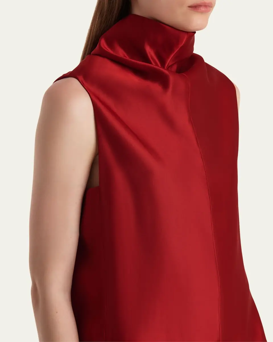 Khaite Daria Sleeveless Turtleneck Twill Mini Dress | Thumbnail 5 Khaite Daria Sleeveless Turtleneck Twill Mini Dress | Thumbnail 5